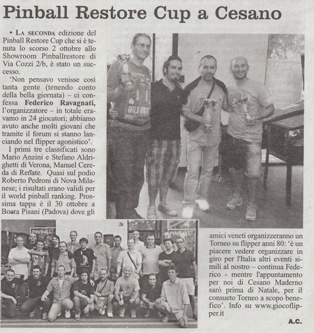 Zona news Pinball restore cup